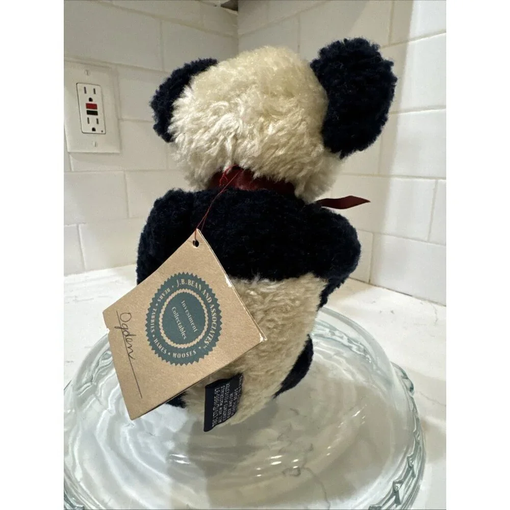 Vintage 1995 Boyds Bears PANDA Ogden B Bean Plush W/ Maroon Ribbon 7.5”